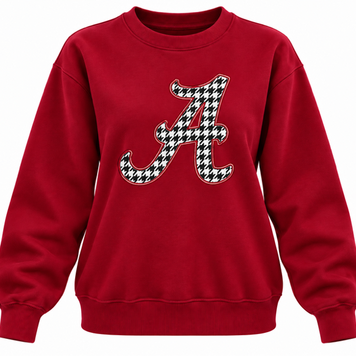 LULU MAC Sweatshirt Houndstooth Crimson Alabama AL-SW-2001