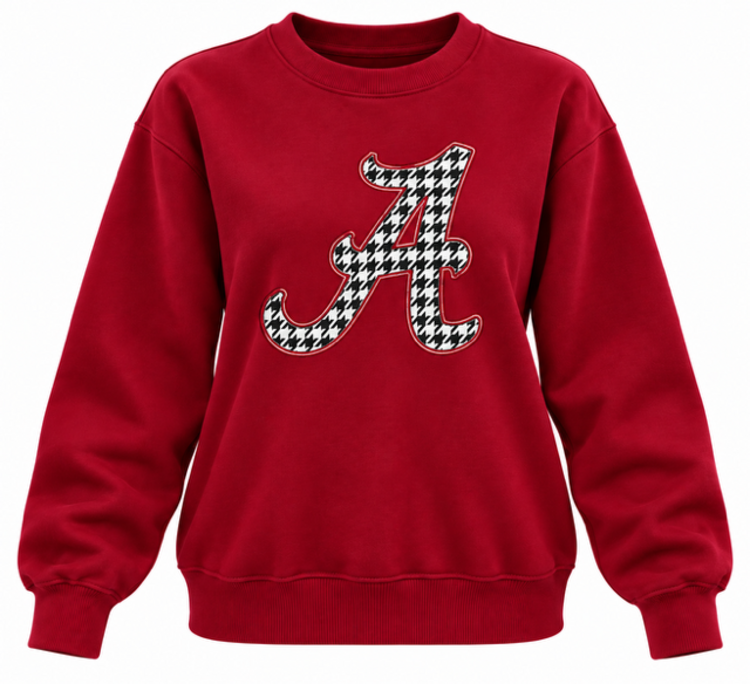 LULU MAC Sweatshirt Houndstooth Crimson Alabama AL-SW-2001
