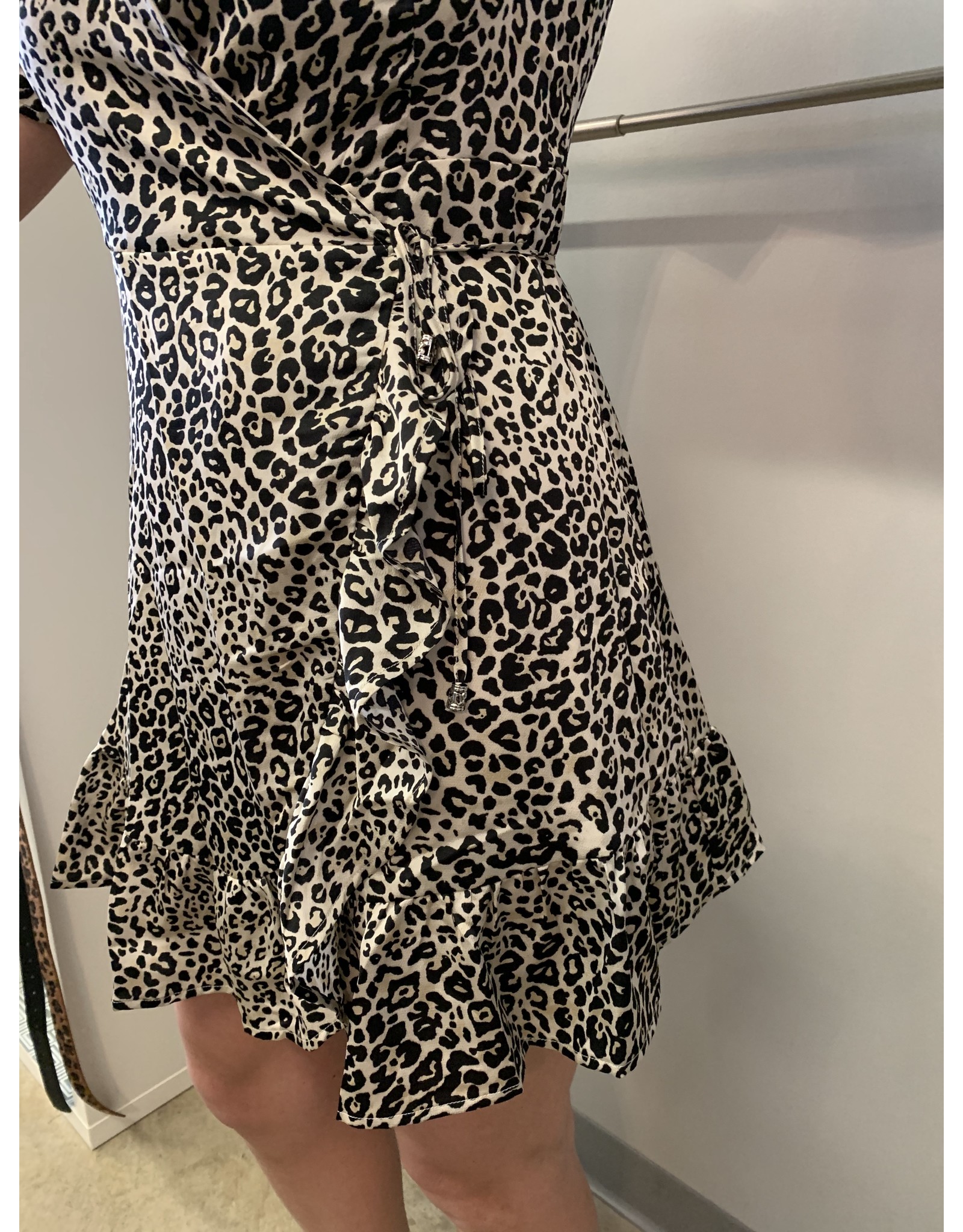 leopard ruffle wrap dress