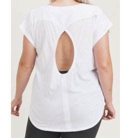 LATA Mono B Plus Overlay Cut-Out Back Athleisure Top