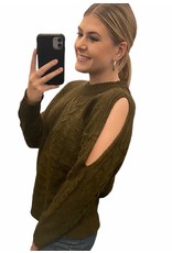 LATA Night Out Knit Open Shoulder Sweater
