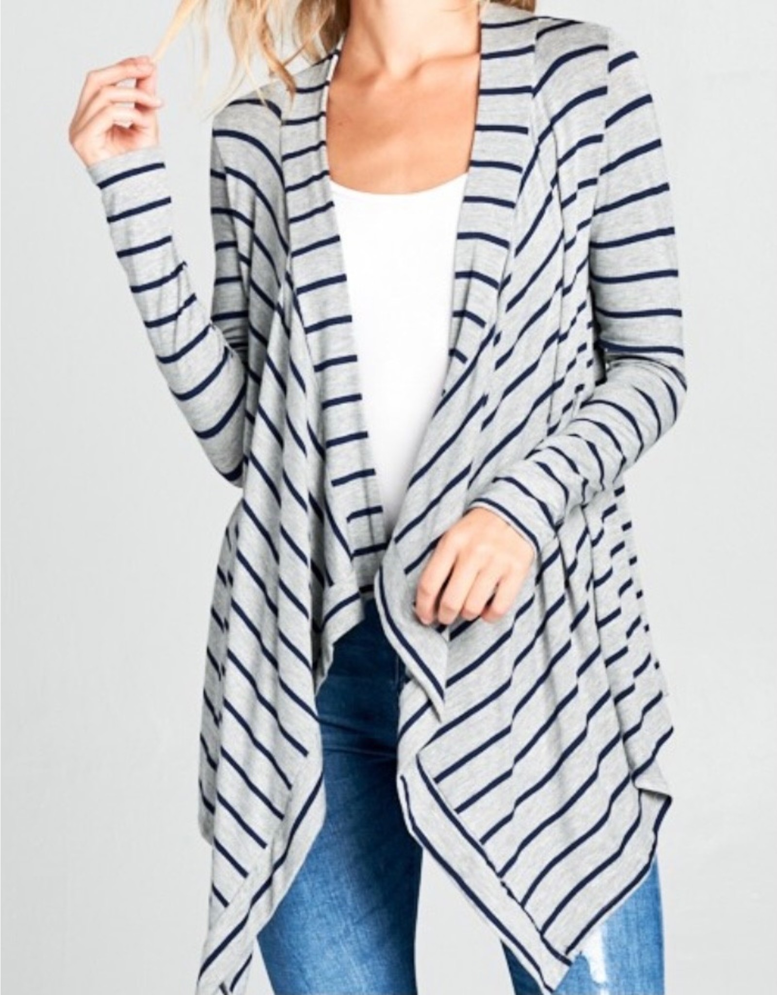 LATA Flight to Fancy Stripe Jersey Cardigan