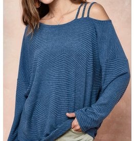 LATA Strapped In Jacquard Knit One Shoulder Top