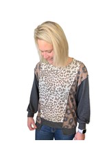 LATA Multi Print Leopard Block Shirt