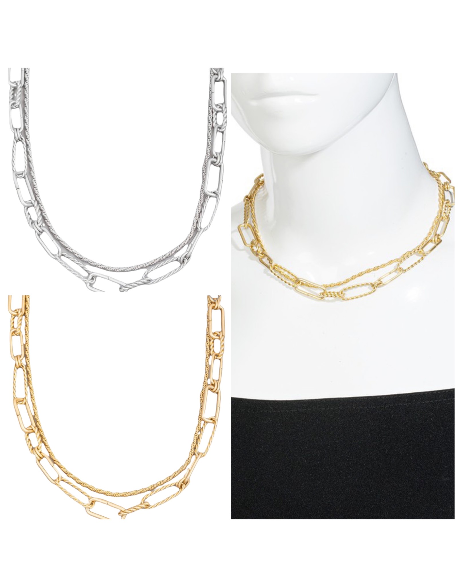 LATA Layered Oval Chain Link Necklace