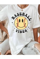 LATA Baseball Vibes Smiley Face Graphic Tee