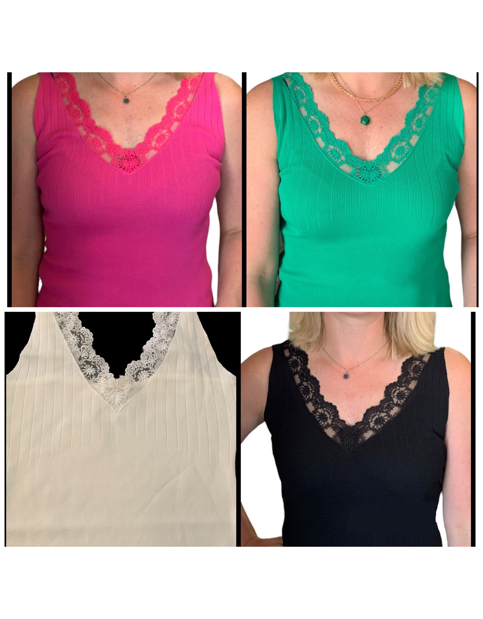 LATA Fitting In Lace Detailed Knit Tank