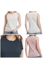 LATA Detailed Round Neck Tank Top