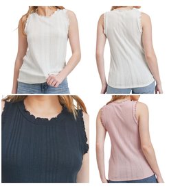 LATA Detailed Round Neck Tank Top