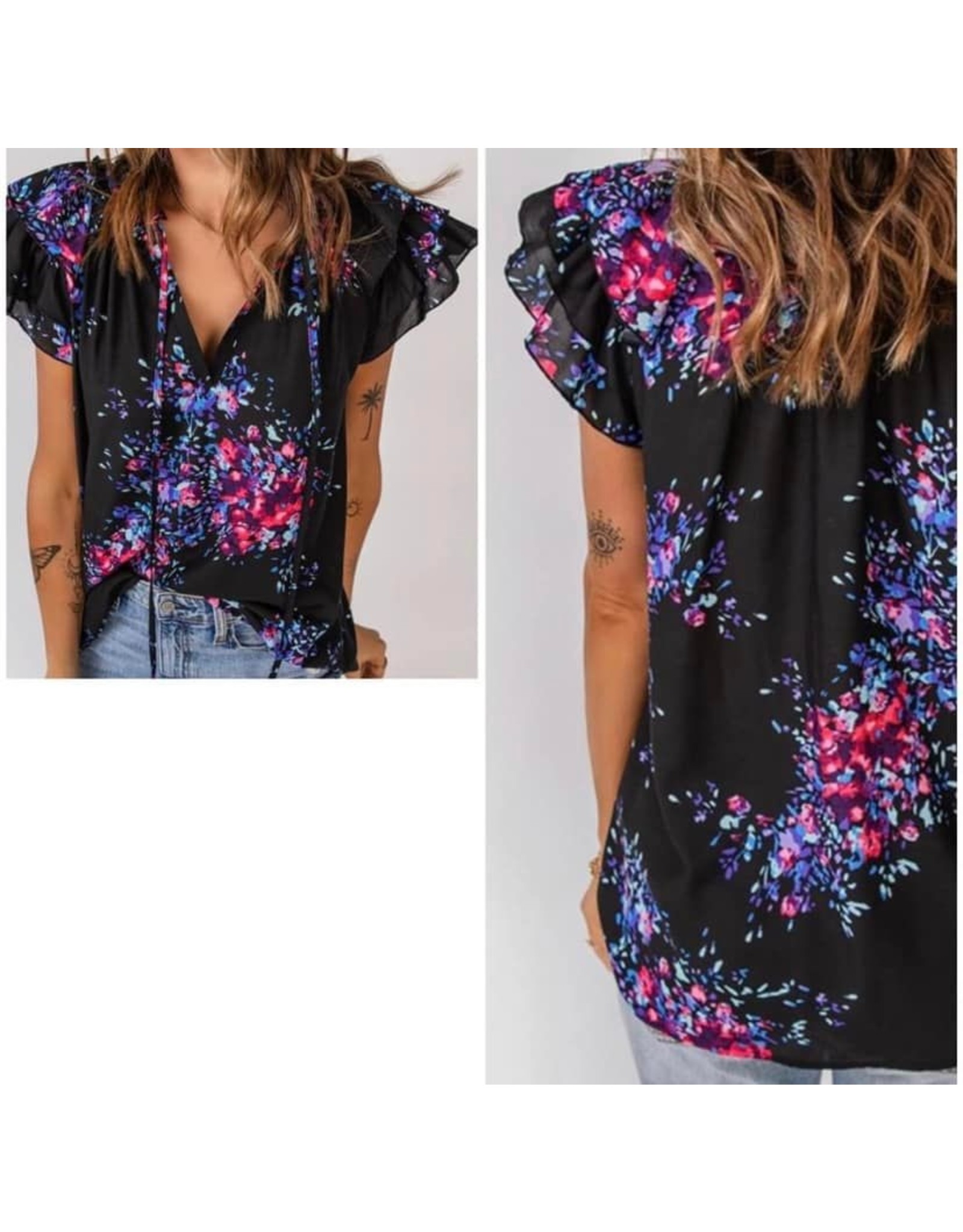 LATA Firework Floral Blouse