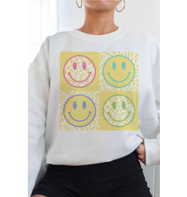 LATA Checkered Smile Crewneck Sweatshirt