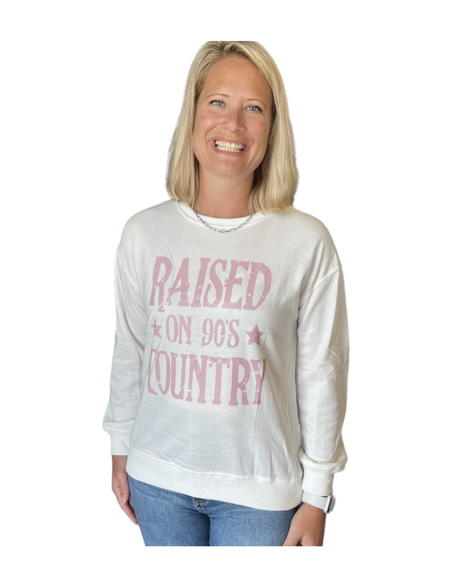 LATA Raised on 90's Country Crewneck Sweatshirt