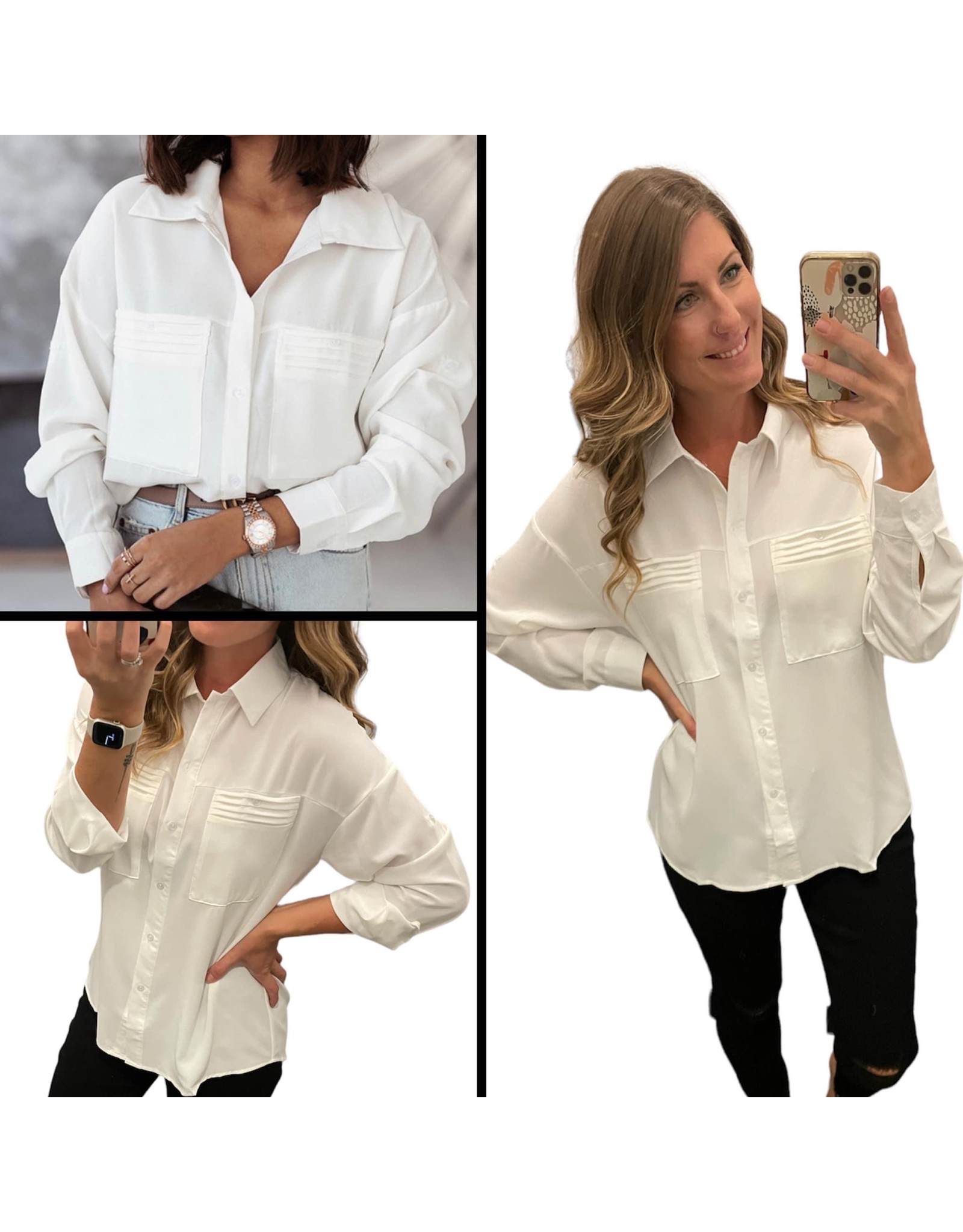 LATA Pleating White Blouse