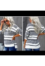 LATA Textured Feel Striped Sweater