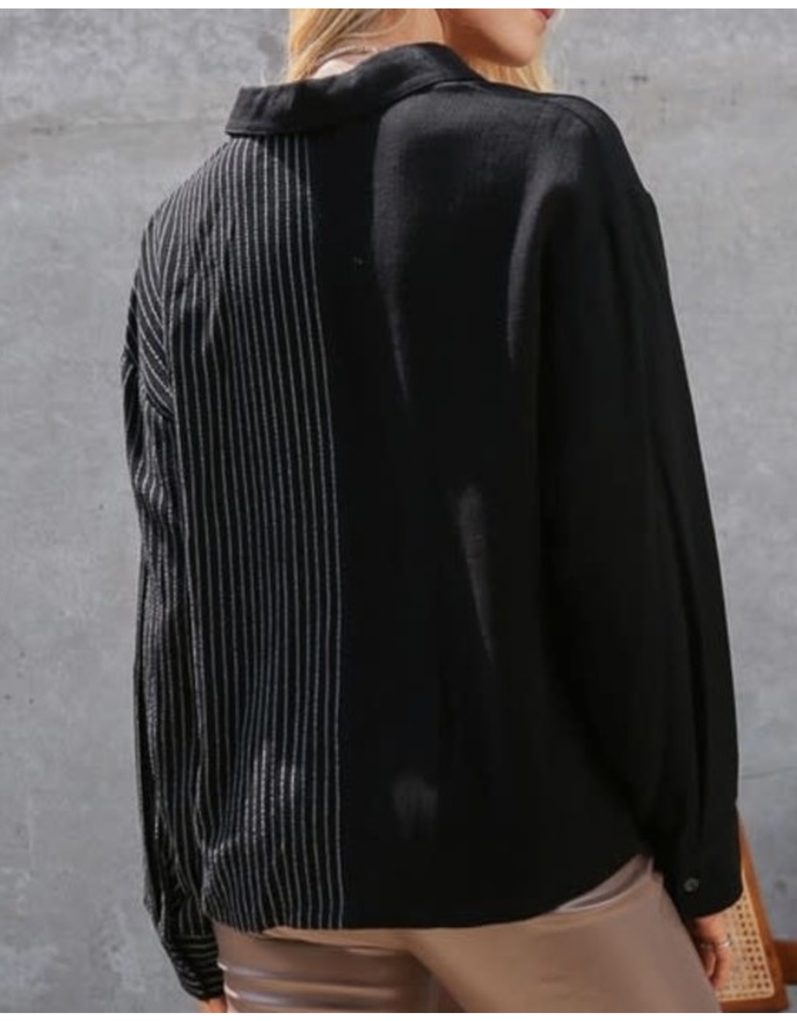 LATA Black Combo Collared Shirt