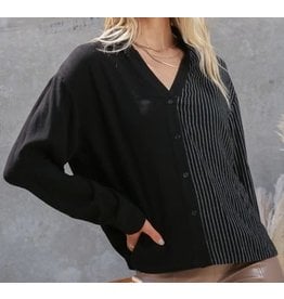 LATA Black Combo Collared Shirt