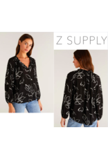 Z Supply Z Supply Athena Abstract Black Blouse