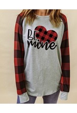 LATA Be Mine Buffalo Plaid L/S Tee