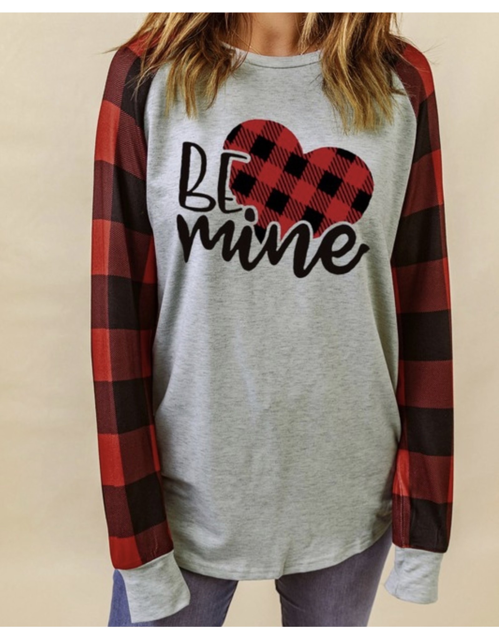 LATA Be Mine Buffalo Plaid L/S Tee