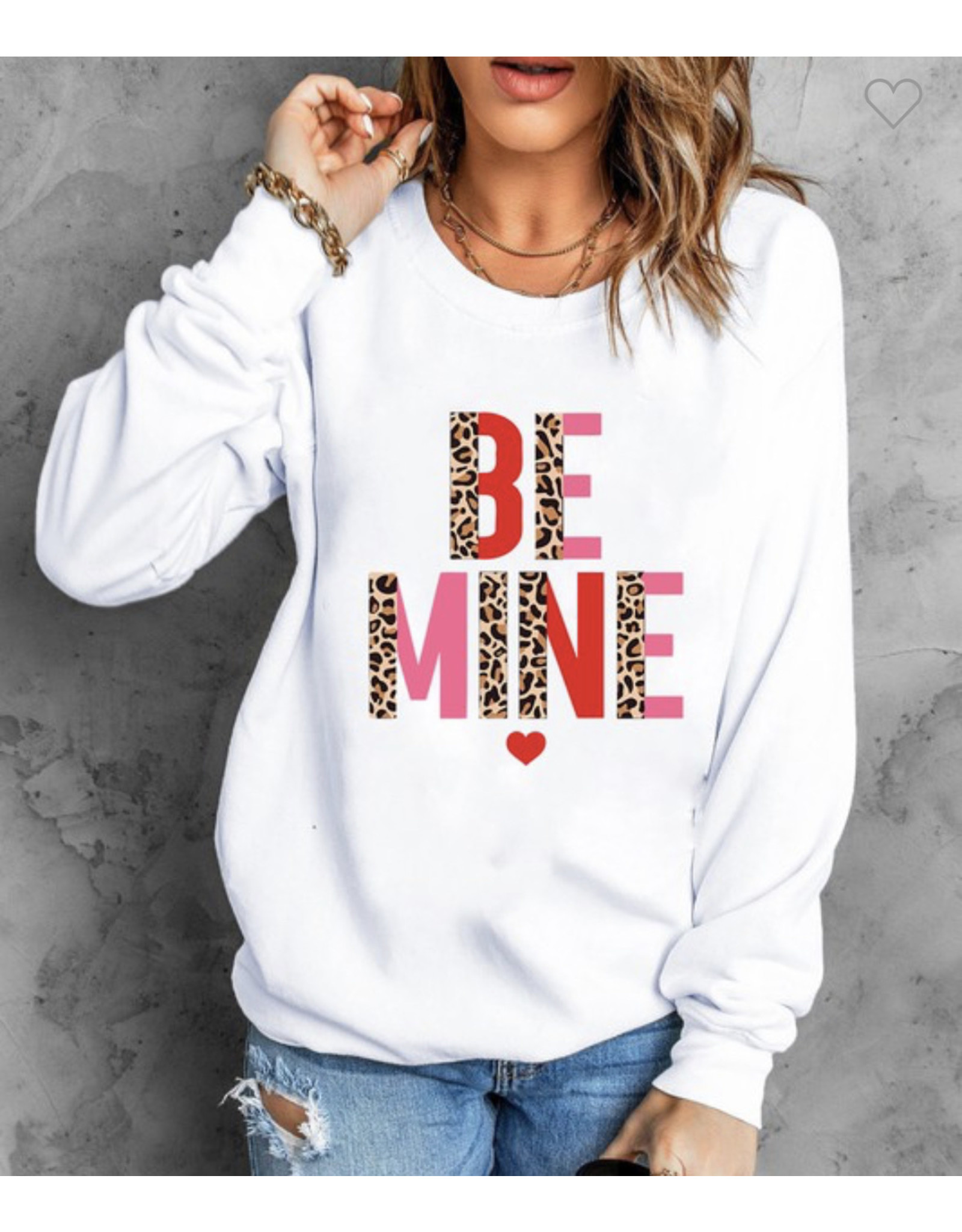 LATA Be Mine Leopard Detail Sweatshirt