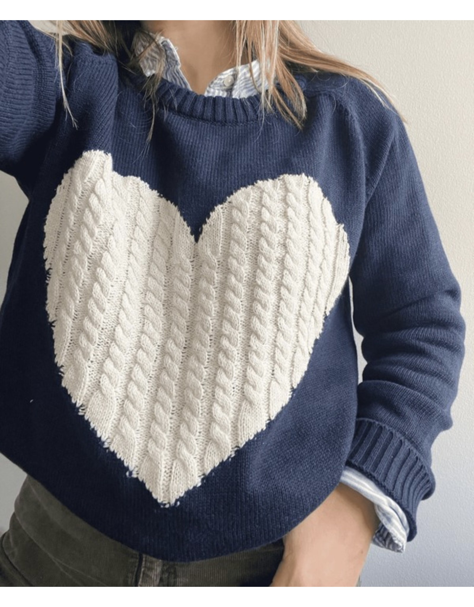 LATA Cable Knit Heart Sweater