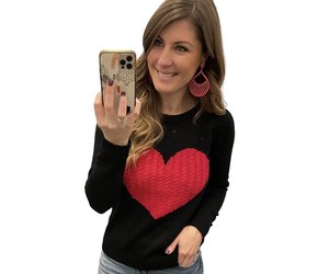 LATA Cable Knit Heart Sweater