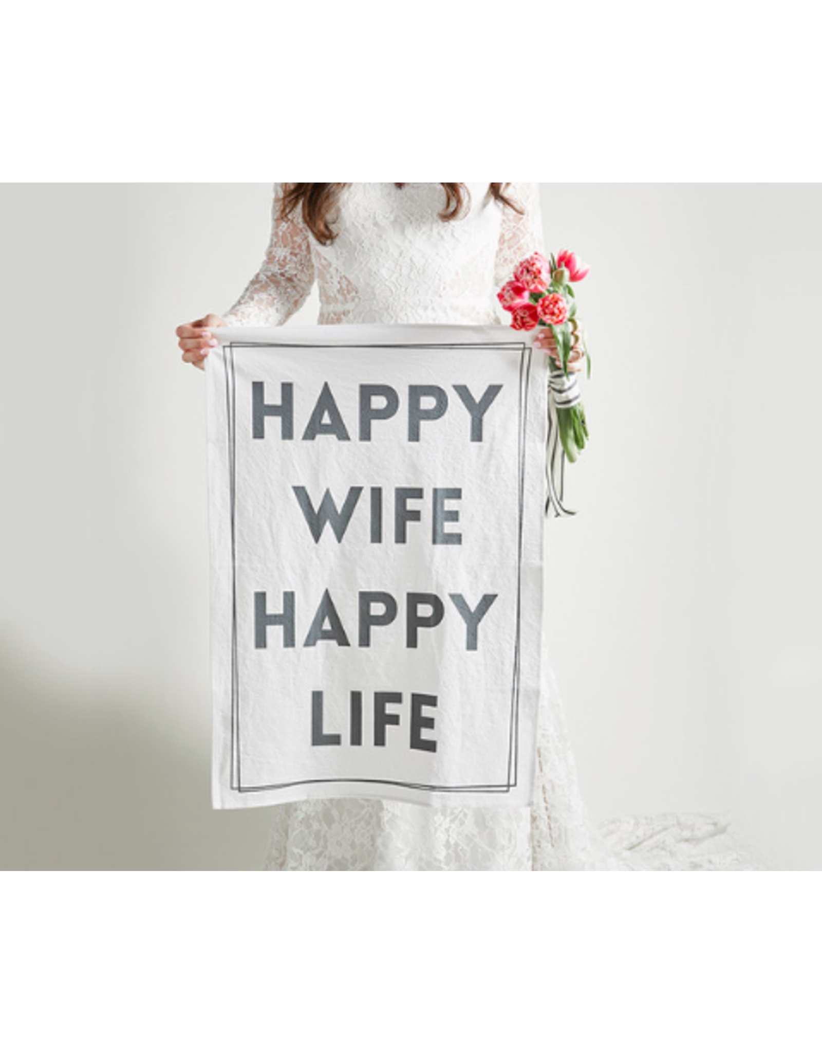 Santa Barbara Design Studio Happy Wife Happy Life Tea Towel