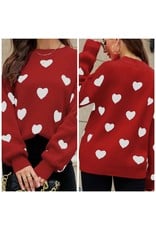 LATA Heart Explosion Red Sweater