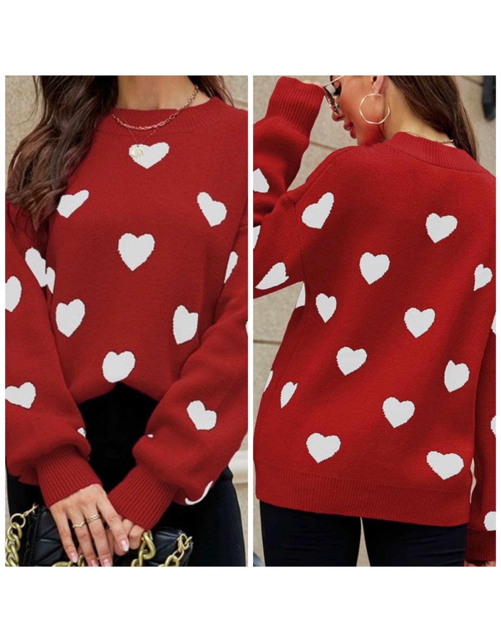 LATA Heart Explosion Red Sweater