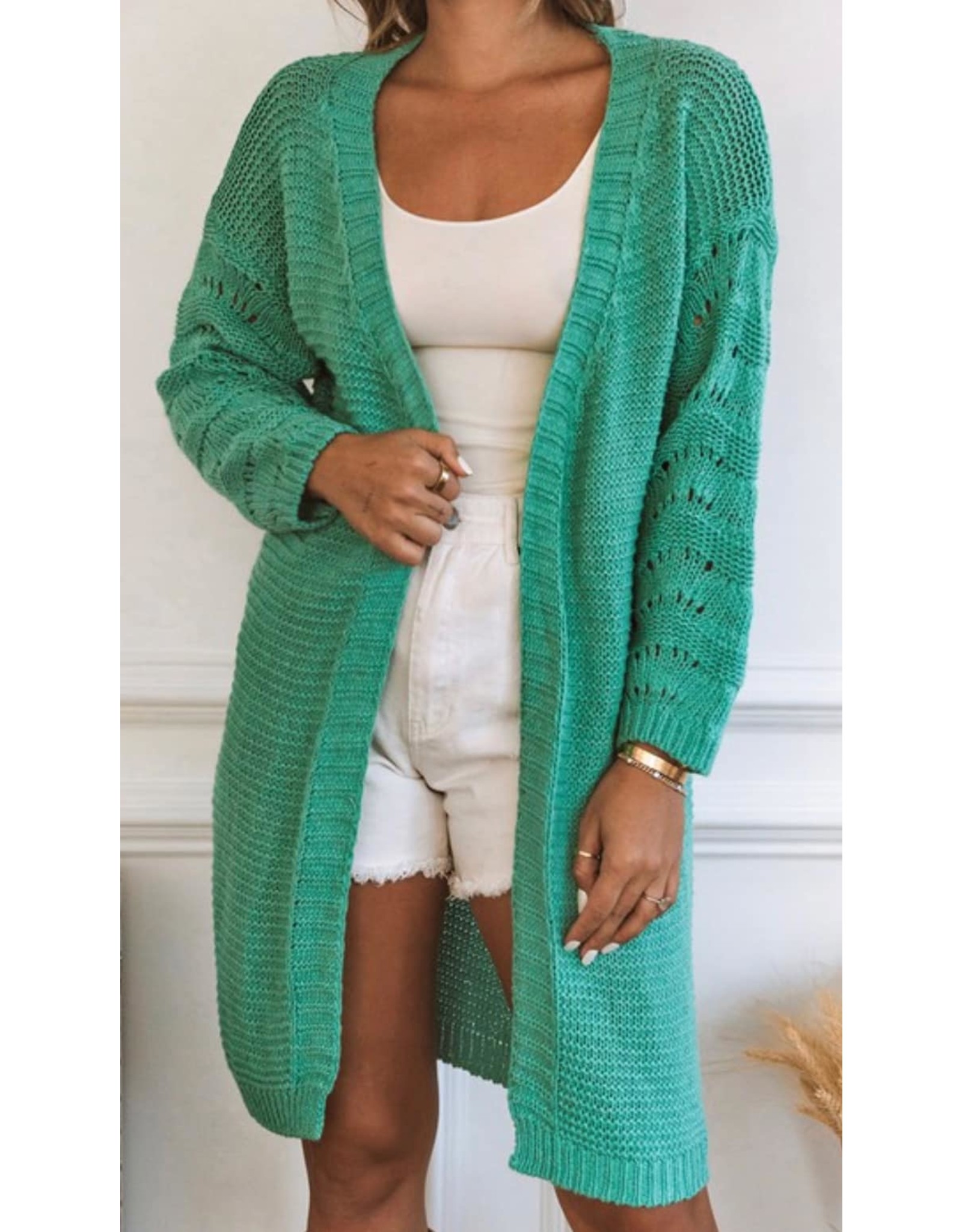 LATA Ocean Green Knit Cardigan
