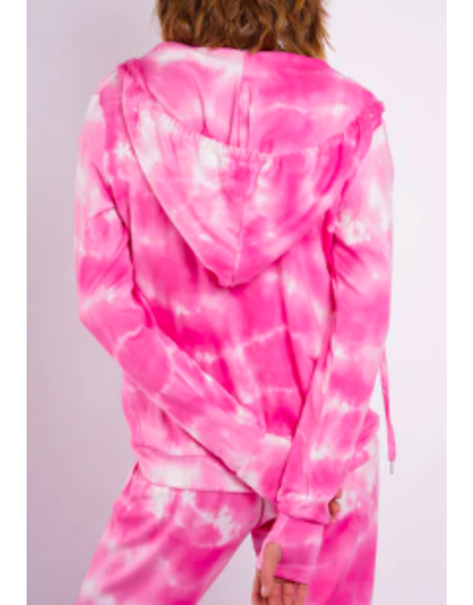 Zip Pink Hoodie LA LA|TC Tie Dye Up Addict Trends - Hot