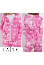 LA Trading Co LA|TC Hot Pink Tie Dye Zip Up Hoodie