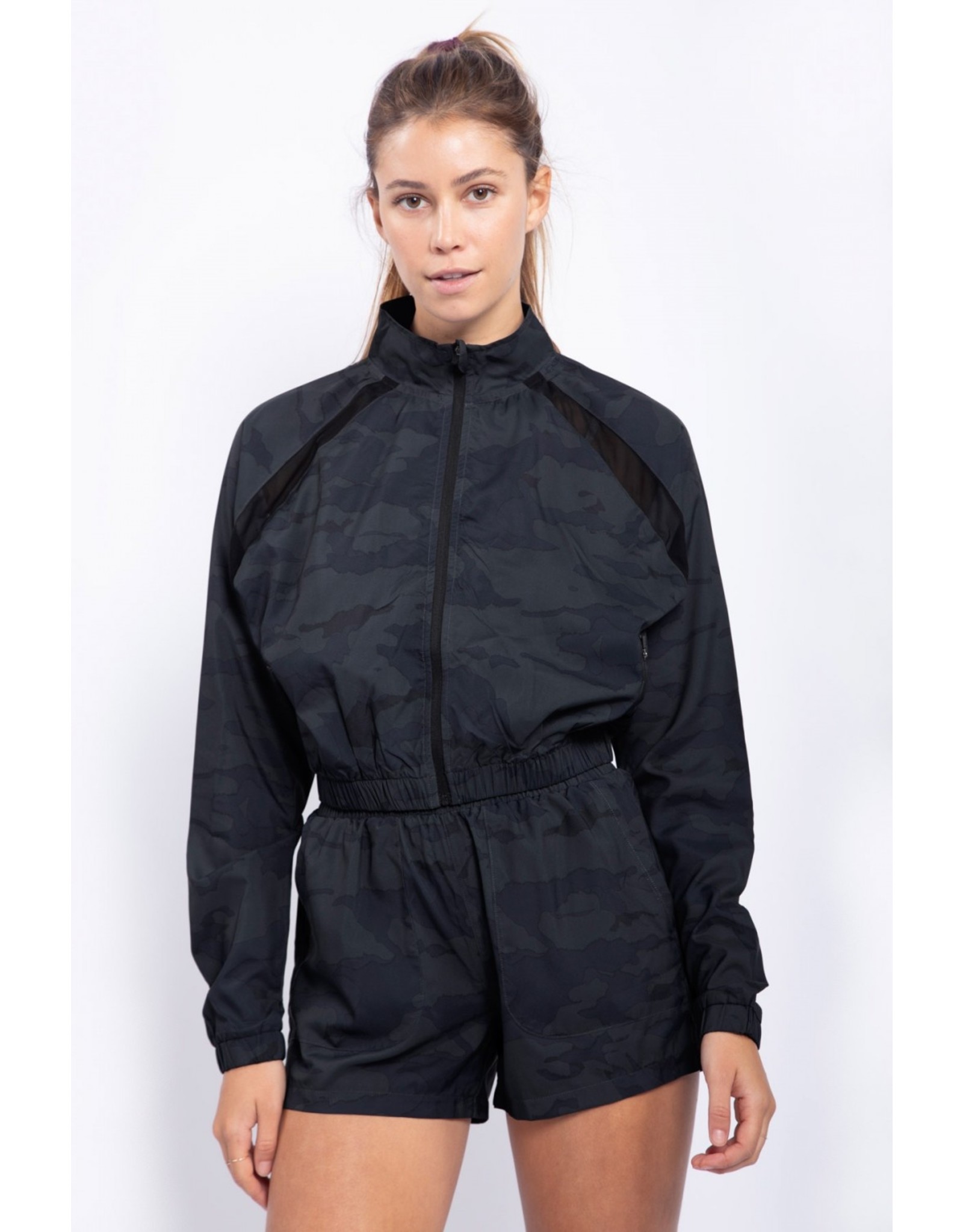 Mono b Atlantic cropped zip-up jacket with mesh AJ-A1234