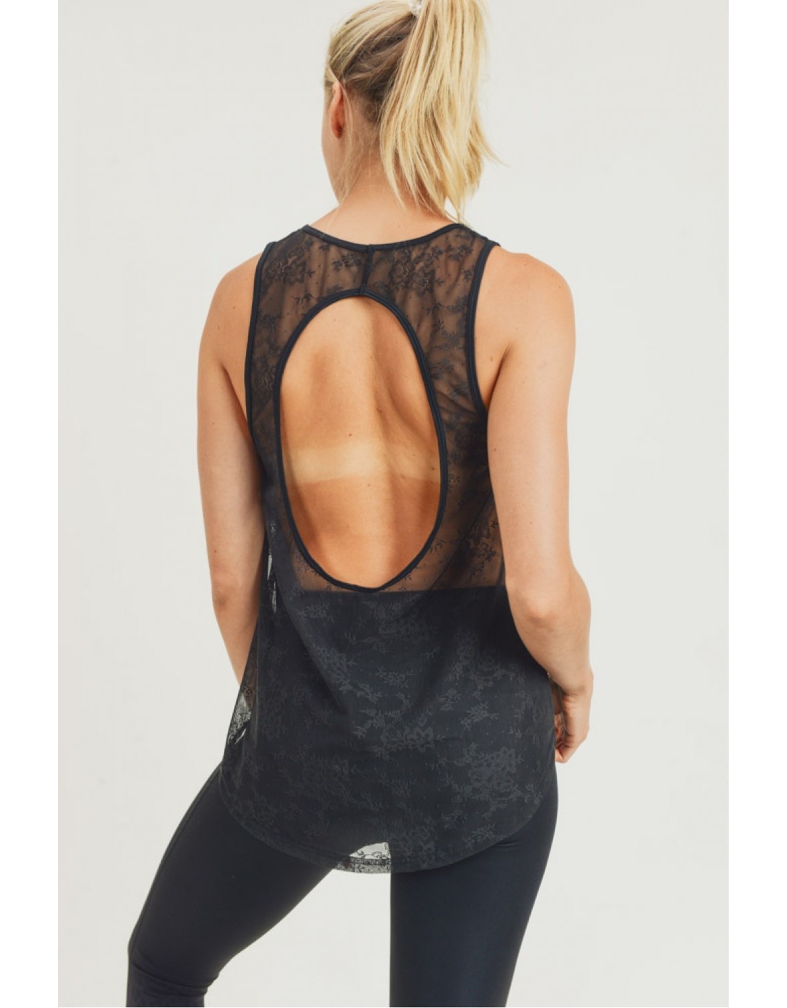 Mono b floral mesh cutout back athleisure tank