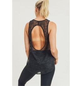 Mono b floral mesh cutout back athleisure tank AT2888