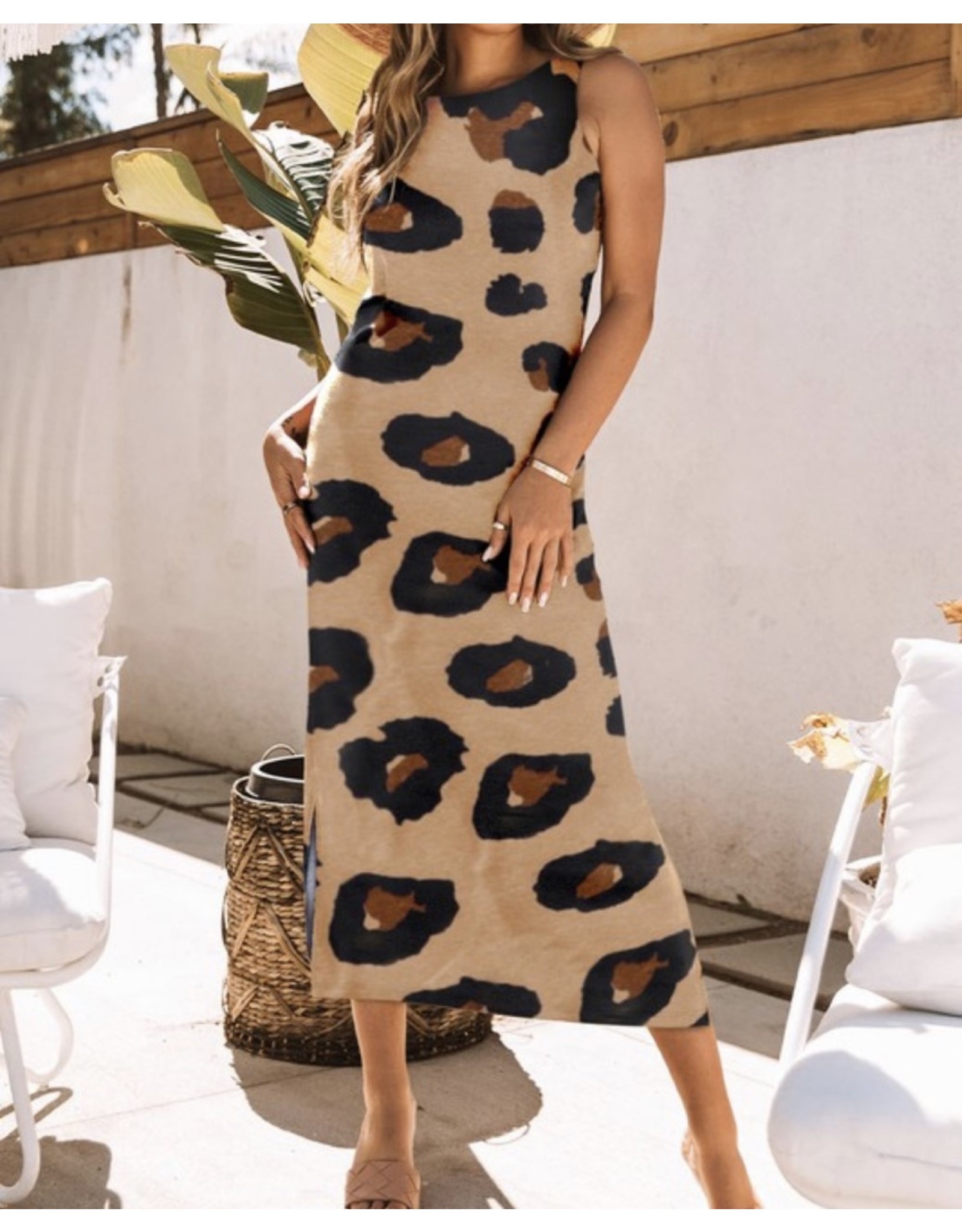 LATA Leopard sleeveless maxi dress