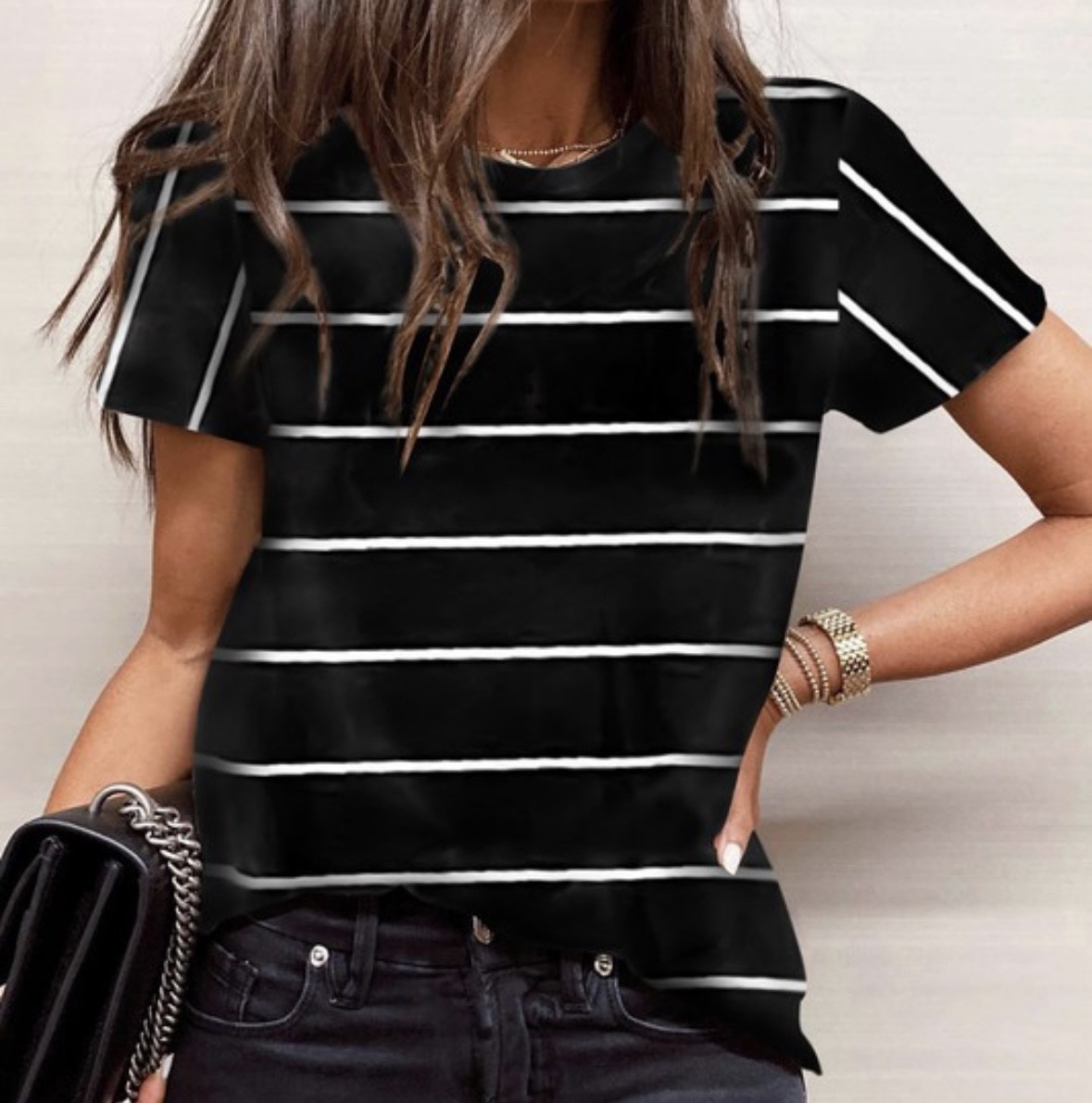 Black and white stripe tee - LA Trends Addict