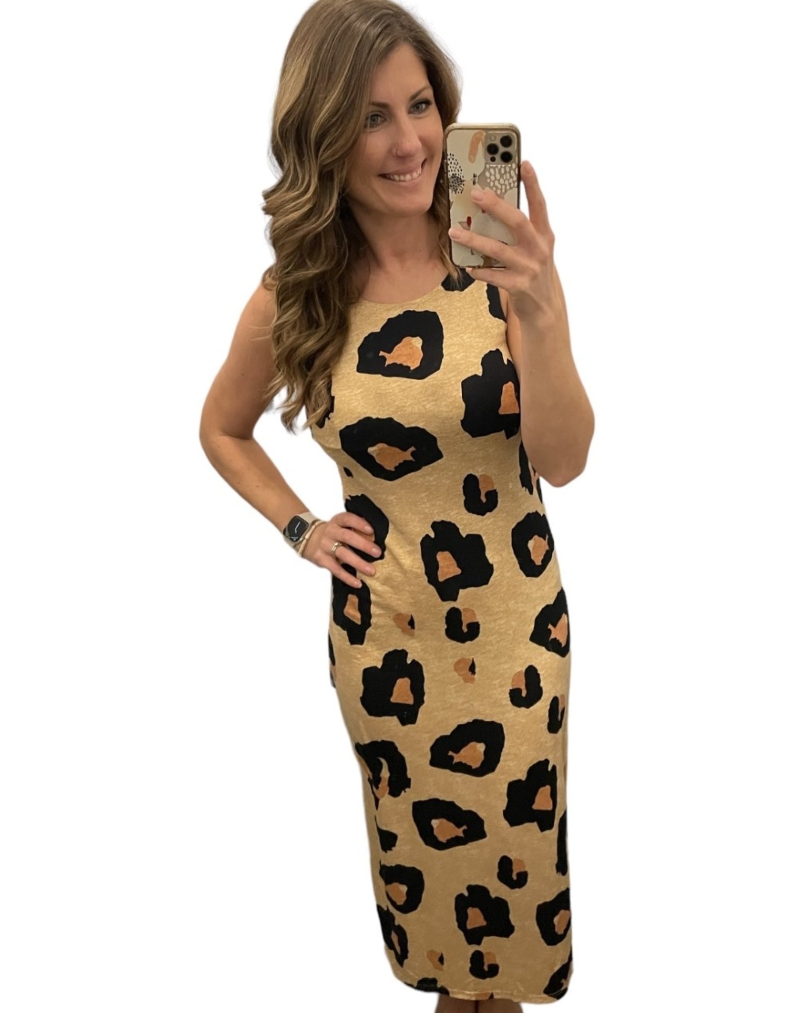 LATA Leopard sleeveless maxi dress