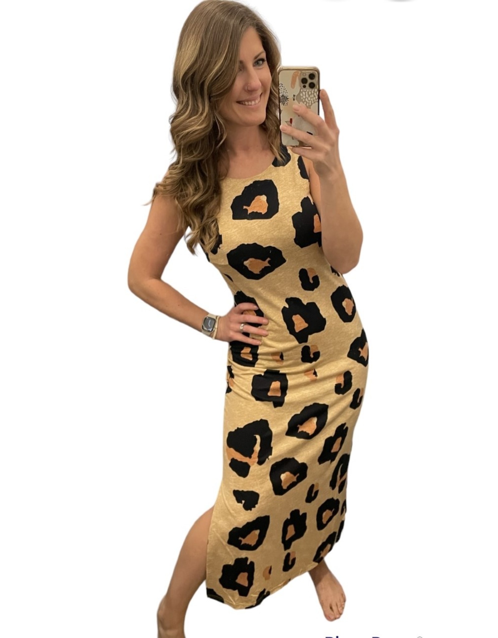 LATA Leopard sleeveless maxi dress