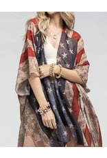 LATA Vintage Inspired USA print kimono