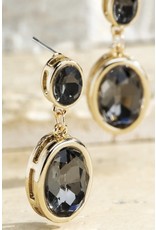 LATA Earrings double glass stone drop style