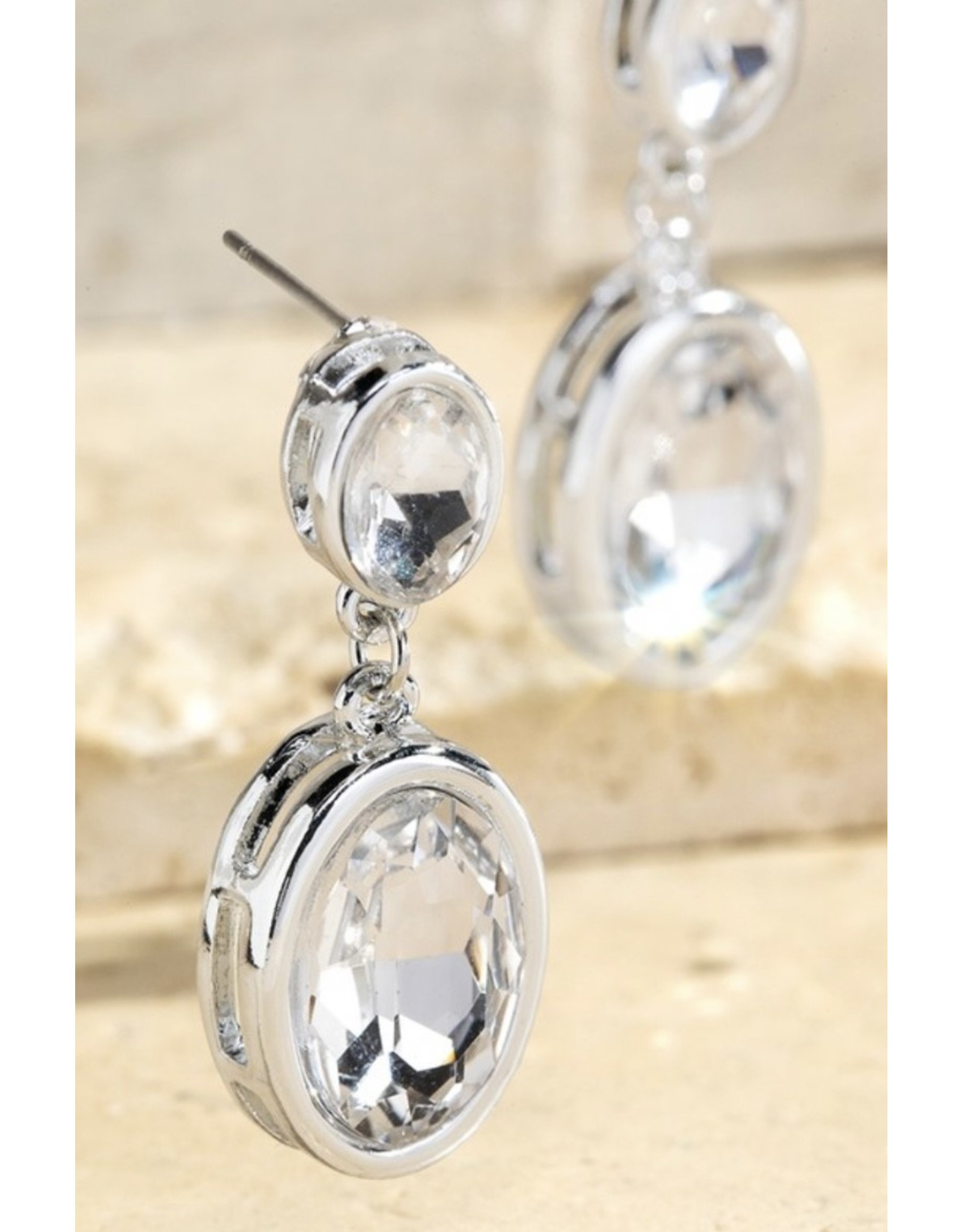 LATA Earrings double glass stone drop style