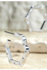 LATA Earrings in metal hexagon & crystal design