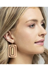 LATA Earrings triple layer wood square design