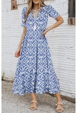 LATA Sky blue geometric print maxi dress