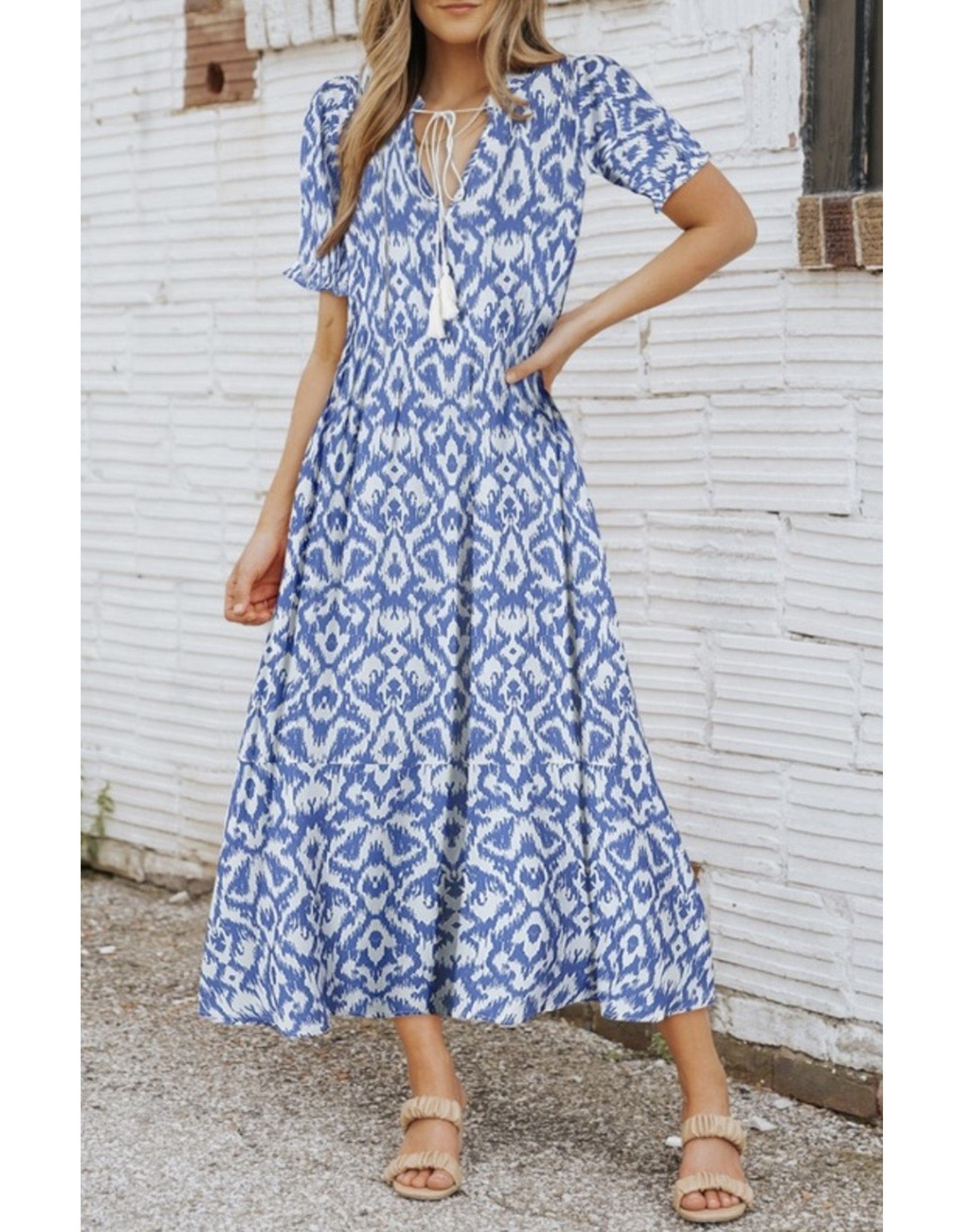 LATA Sky blue geometric print maxi dress
