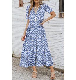 LATA Sky blue geometric print maxi dress