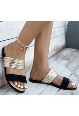 LATA Black suede & metallic sandal