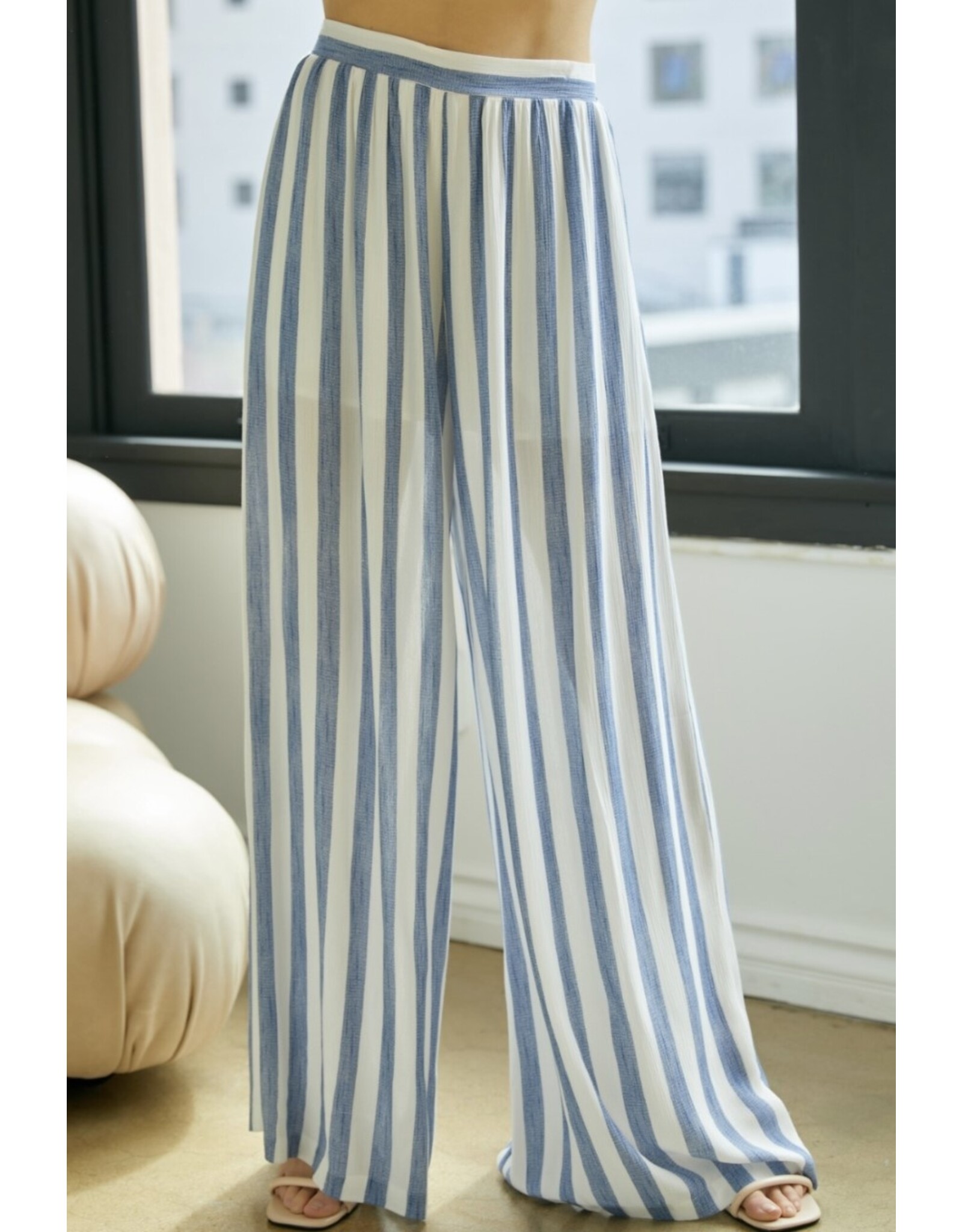 LATA Blue stripe wide leg pants