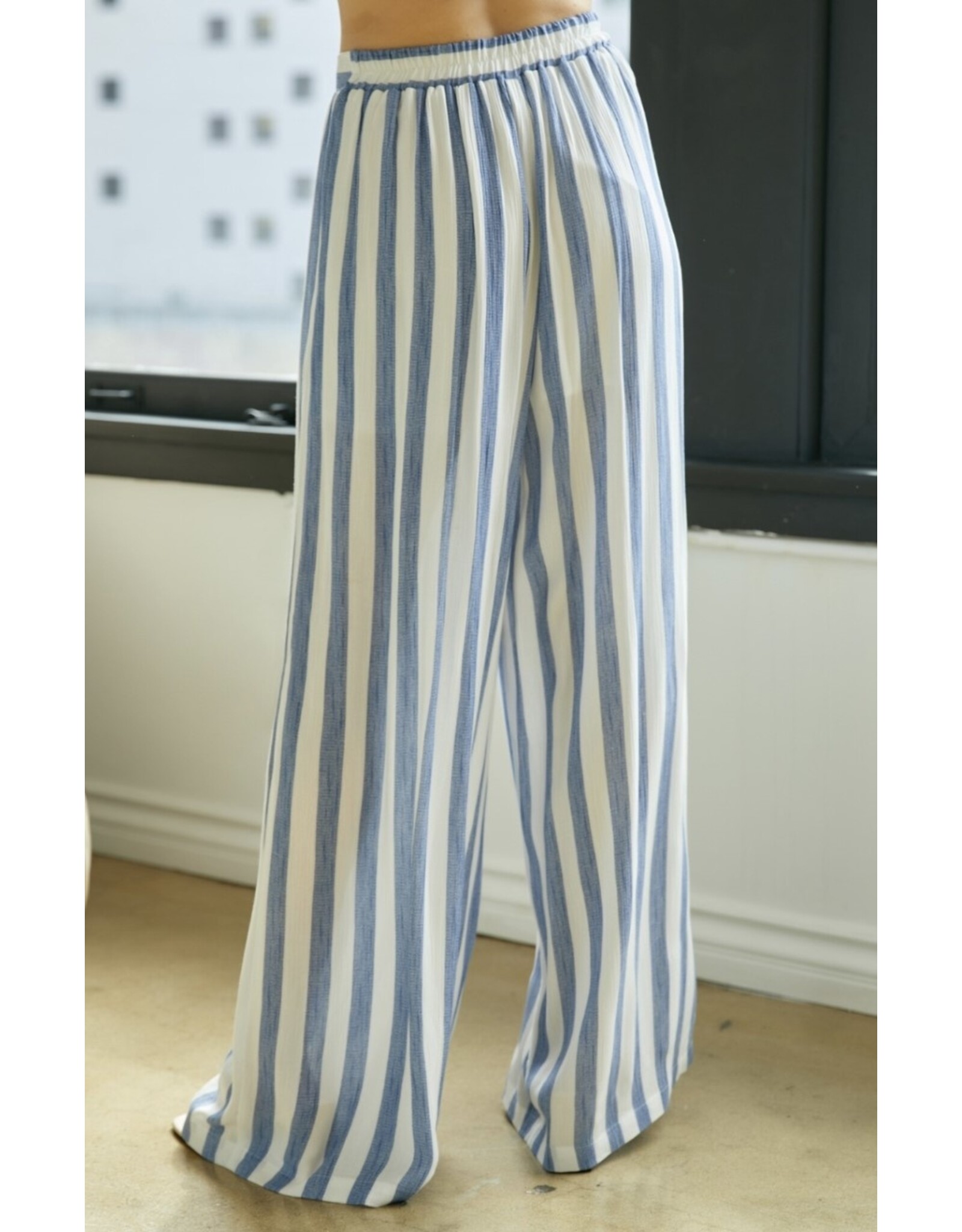 LATA Blue stripe wide leg pants